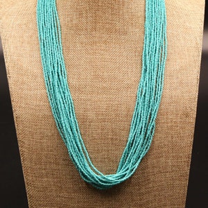 CHIC TURQUOISE NECKLACE, 30” Multi-Strands, Hand Beaded, Czech Beads, Gorgeous
