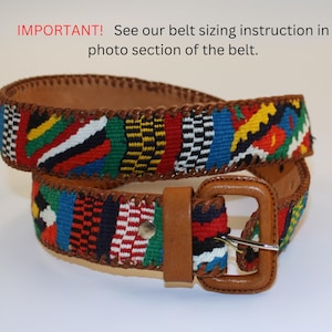 Cintura in pelle fatta a mano con intreccio Maya – Cintura artigianale, unisex, unica dal Guatemala