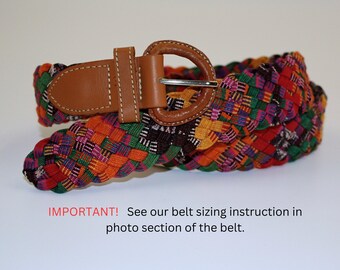 VTG Woven Multi-Color Leather Belt boho festival VTG Braided Genuine Leather Belt Woven Boho Multi-Colored  main image 4