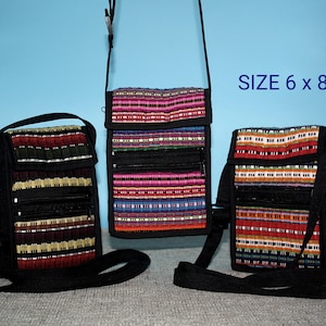 Porte-monnaie tissé à la main, tissage maya, style bohème, décontracté, petite taille avec différentes fermetures à glissière, bandoulière