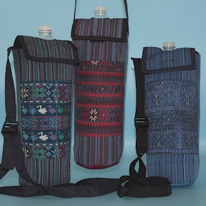 Colorful and unique XL water bottle/wine bottle holders made with Mayan hand woven material