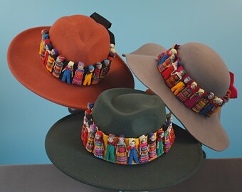 Vintage Guatemala Straw Hat W/ Worry Dolls- Guatemalan Worry  display picture 1
