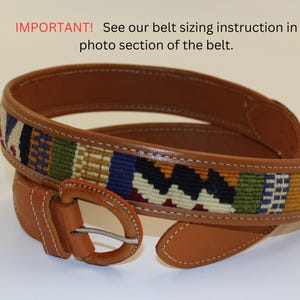 HANDMADE LEATHER BELT, Unisex, Earthtone Mayan Weave.