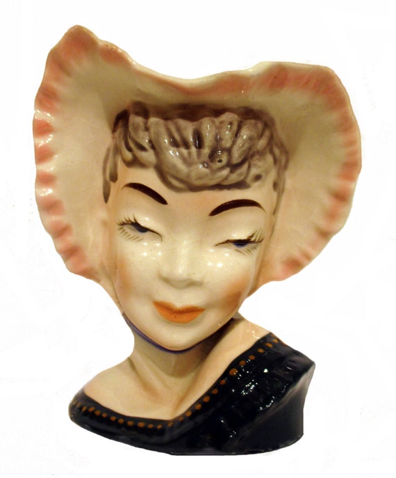 Vintage Asian Head Vase. Made in Japan. Hand Painted. Green Etsy