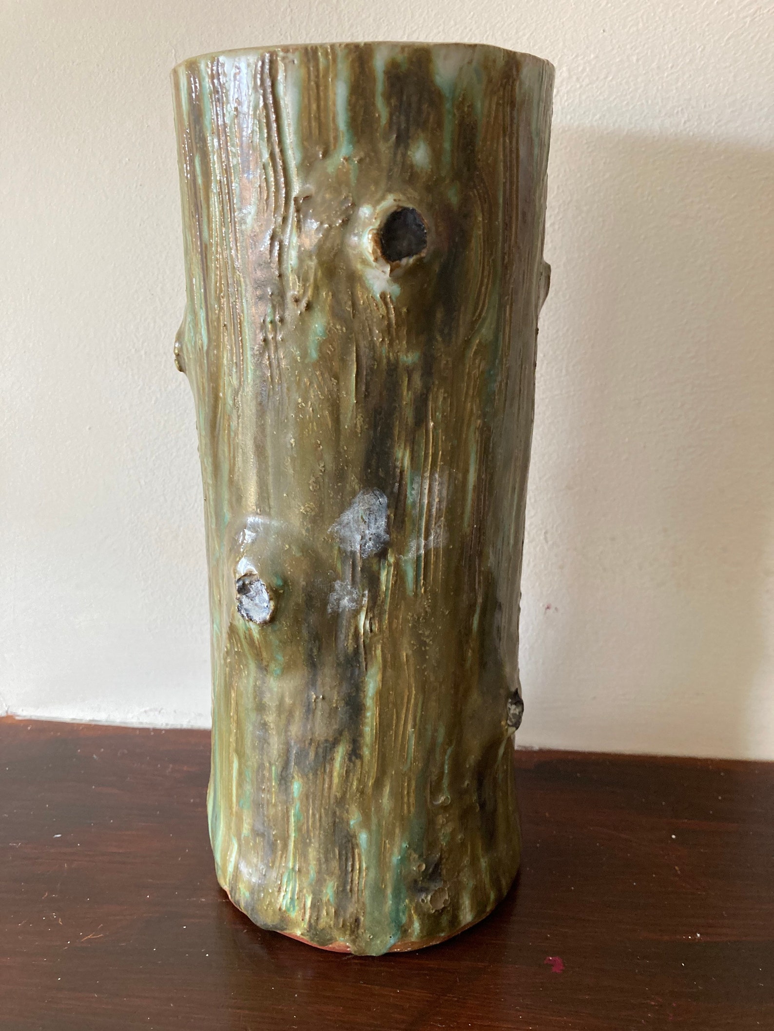 Heavy Pottery Vase Green Branch Tree Trunk Ceramic Flowers Etsy