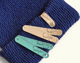 Tags for Beanies, Blankets, Baskets; Faux Suede Labels for Knitting, Crochet & Sewing; Washable Handmade Tags and labels; Tags with rivets