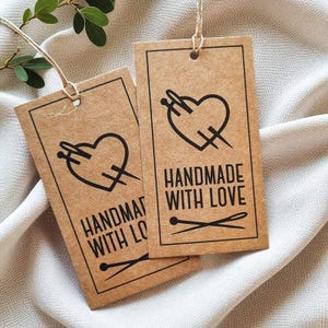 Cardboard Hanging Tags for Handmade Crafts; 5x9cm; 2 × 3.5 inch with Linen String; Labels for Knitting, Sewing and Crochet Items