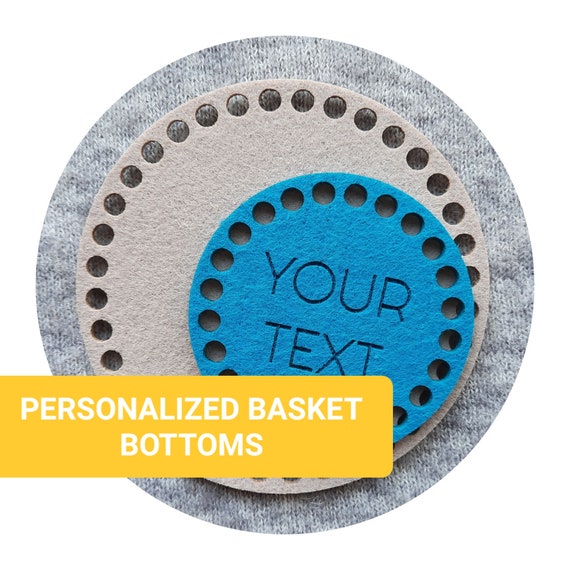 Personalized felt bottoms knitting baskets bags. custom bottom. crochet basket base. base crochet. round/square/oval. handmade. DIY. yarn