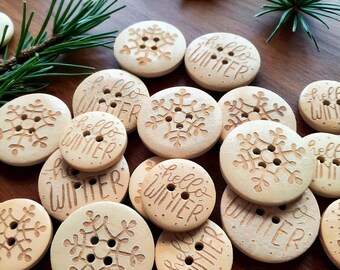 Set of Eco-Friendly Wooden Buttons for Sewing, Knitting, and Craft Projects; Buttons for Handmade Crochet and Knitwear Creations