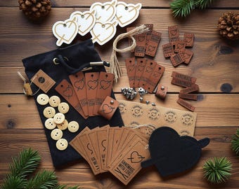 Crafter Gift Set; Crochet Accessories: Fake Lather Tags with Rivets, Buttons, Labels, Stickers; Perfect Gift for Crocherer and Makers