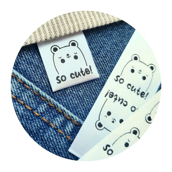 20x SATIN handmade labels CUTE! bear, alpaca, cat, tag for handmade item, diy, craft, crochet label, beanie tag, crochet tag, nobaa