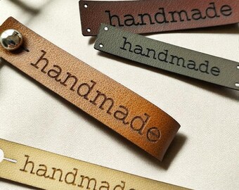 Handmade Faux Leather Tags for Knitting, Crochet & Sewing; Custom Labels for Beanies, Blankets, Bags; tags for crochet and knitting items