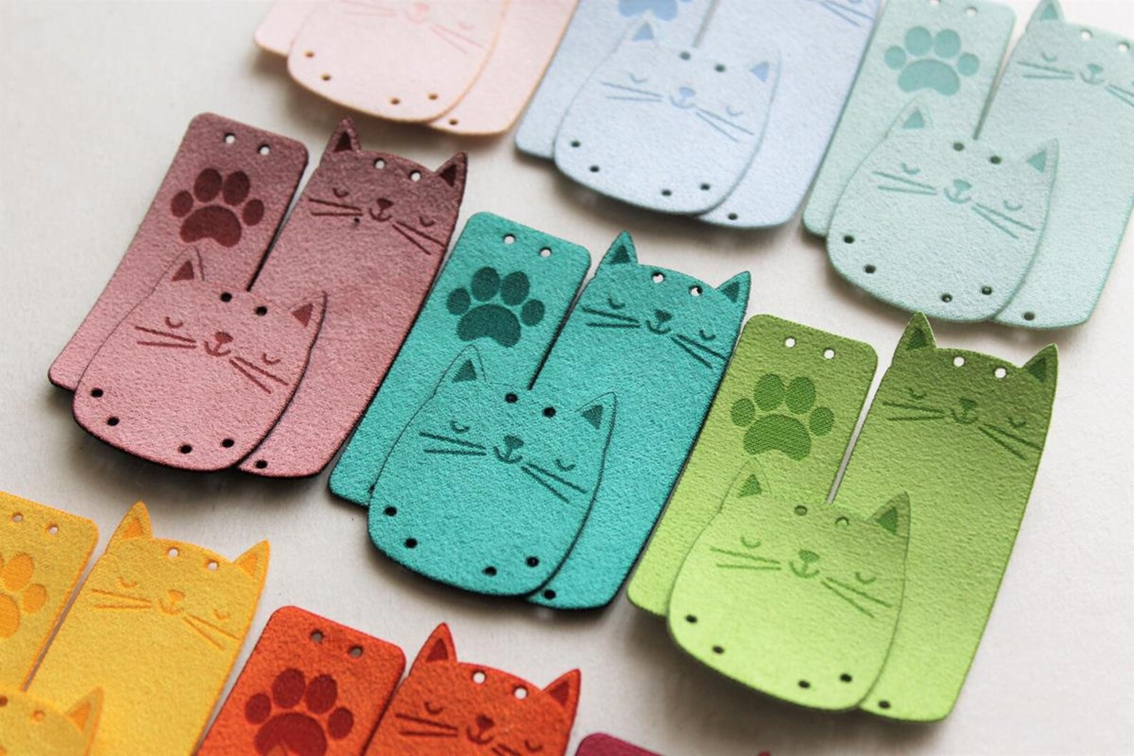SET Of 9 Tags CUTE CATS Fake Suede Labels For Kids Etsy