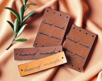 Handmade Faux Leather Tags for Knitting, Crochet & Sewing; Custom Labels for Beanies, Blankets, Bags; tags for crochet and knitting items