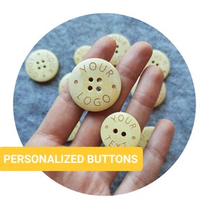 Bottoni in legno ecologici su misura per progetti di cucito e lavoro a maglia; Bottoni personalizzati con testo o logo; Bottoni per abbigliamento personalizzati