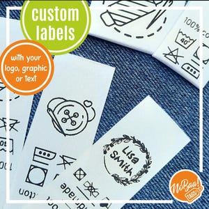 Custom Satin Sewing Labels for Handmade Clothing, Tags for Sewing, Personalized Tags for Handmade Projects, Washable custom clothing labels