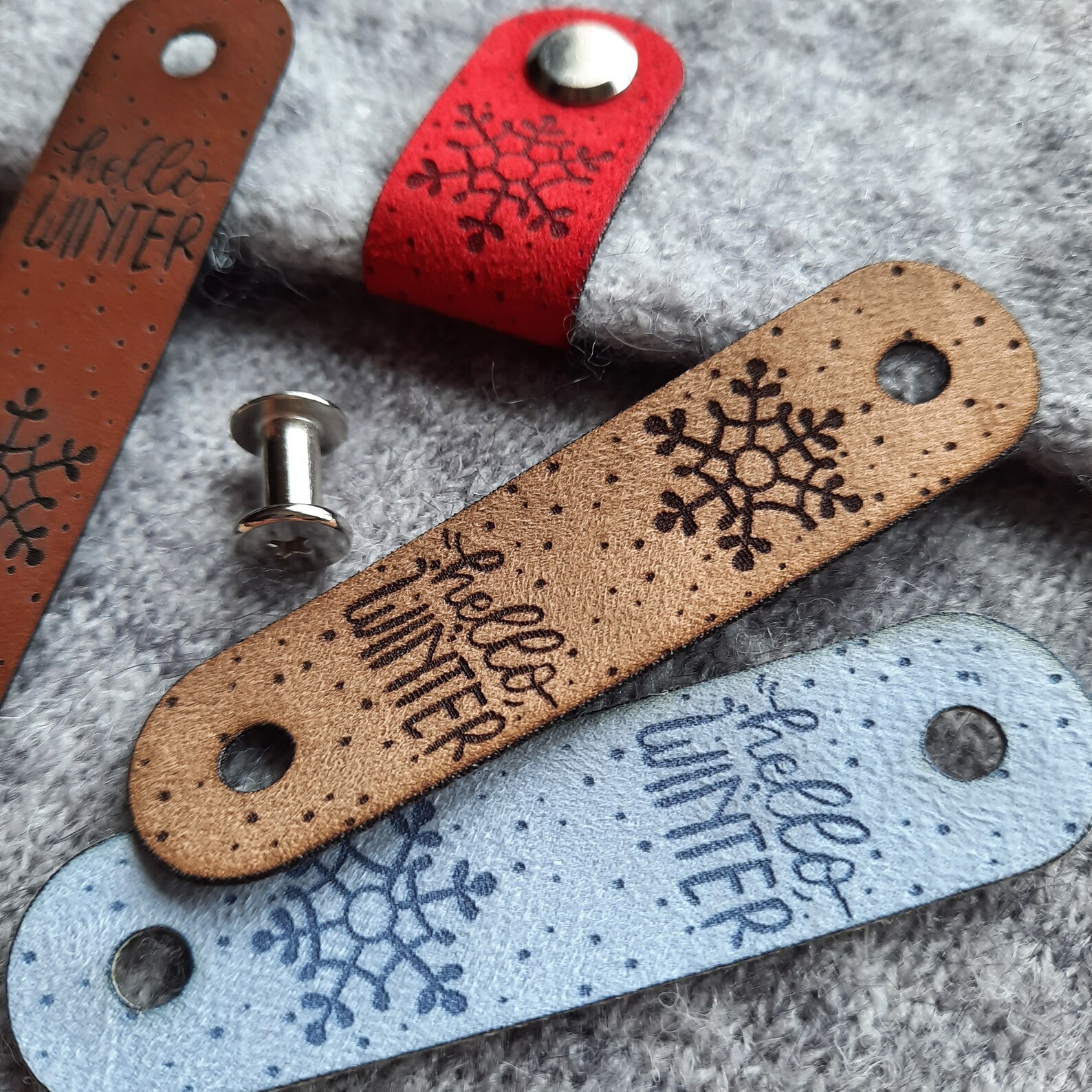 10x PU leather tags with metal rivet Hello WINTER and Etsy