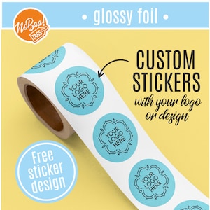 Stickers décoratifs personnalisés ; Étiquettes brillantes personnalisées pour la marque, autocollants de logo imperméables, étiquettes d'emballage de mariage ou d'entreprise,
