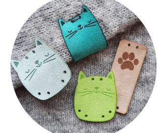 9x FAUX SUEDE handmade tag "Cat" Cute! crochet tag, leather tag for handmade item, handmade label, label for handmade item, diy, craft nobaa