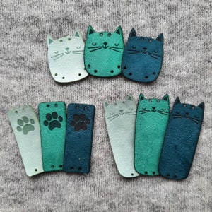 9x FAUX SUEDE handmade tag Cat Cute crochet tag, leather tag for handmade item, handmade label, label for handmade item, diy, craft nobaa Mix 2