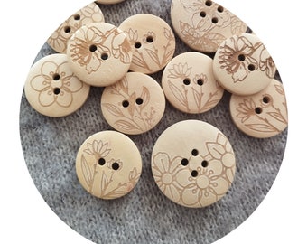 10x WOOD BUTTON, wood buttons, diy buttons, wooden buttons, designer buttons, wooden button, product tag, labels for knitting, craft, nobaa