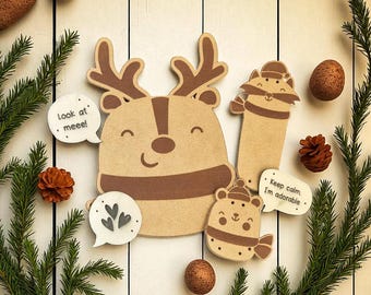 Winter & Christmas Faux Leather Tags; Washable Festive Handmade Labels for Knitting, Crochet and Sewing; Handmade tags for beanies and hats
