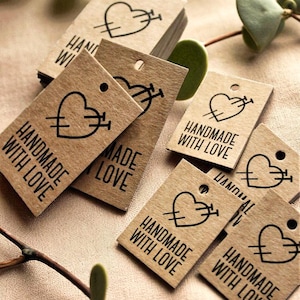 Eco-Friendly Cardboard Hanging Tags for Knitted Items; Knitting Tags with Linen String;  Craft paper Labels for Handmade Knitted Items