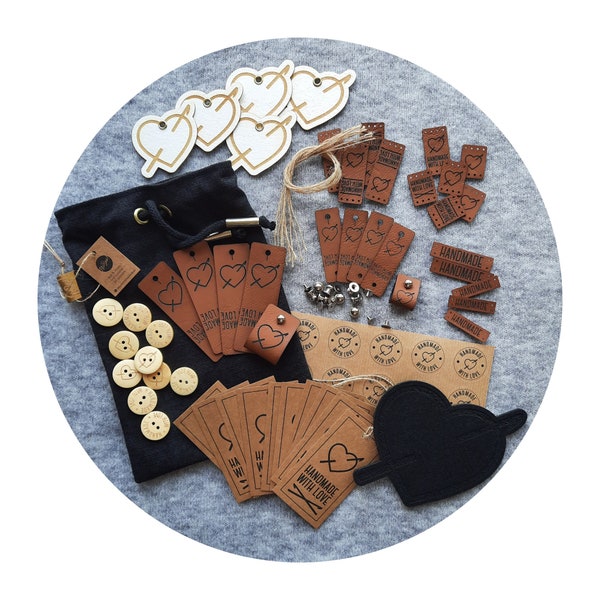 47+ Teile GESCHENK SET Geschenk für Häkelerin, Geschenk für Sie, Geschenk für Mama, handgemachtes Etikett, Etikett für handgefertigten Artikel, Lederetikett, Beanie-Anhänger, noba