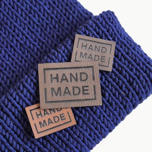 Handmade Faux Leather Tags for Knitting, Crochet & Sewing; Custom Labels for Beanies, Blankets, Bags; tags for crochet and knitting items