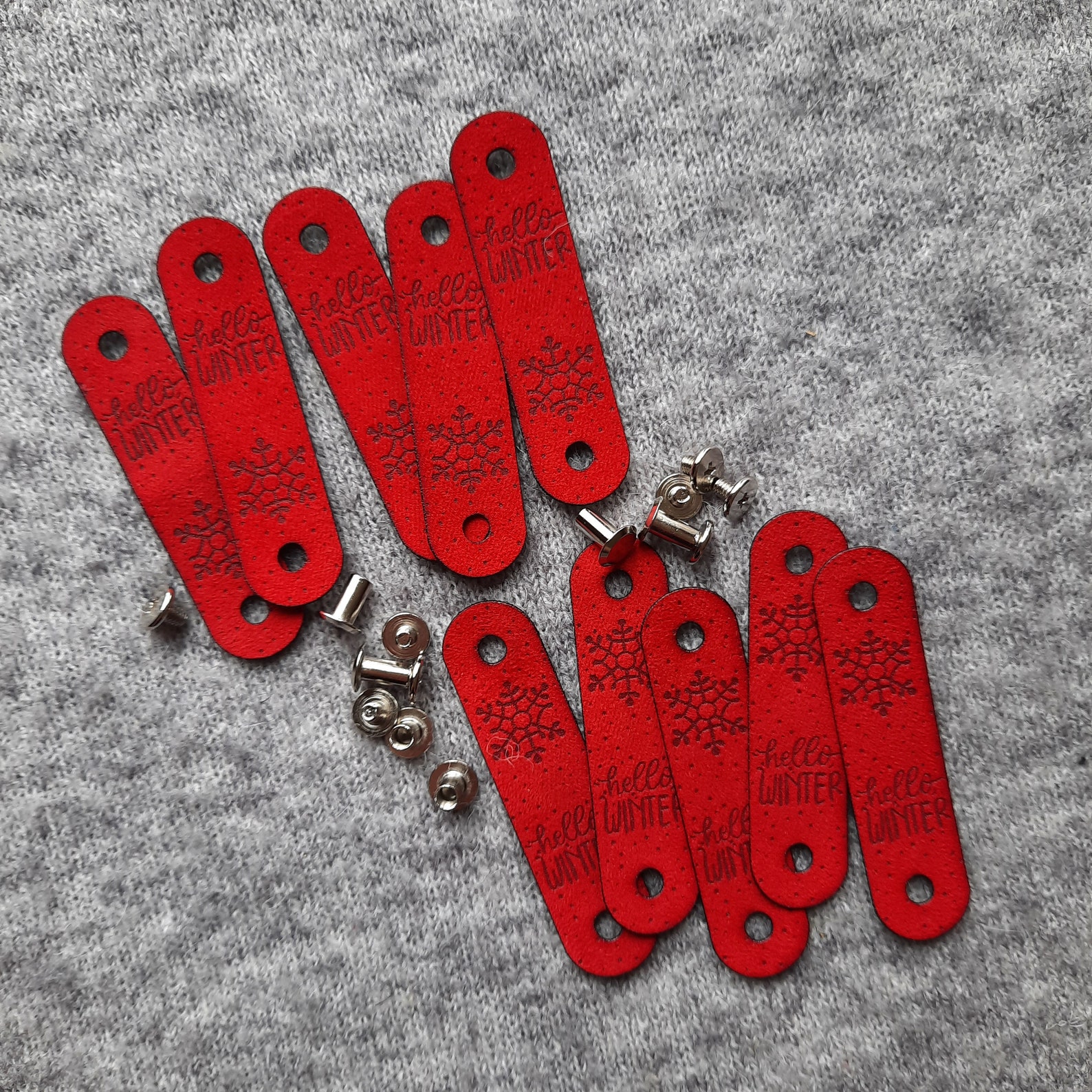 10x PU leather tags with metal rivet Hello WINTER and Etsy