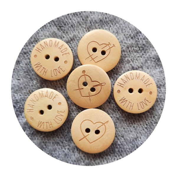 10x WOOD BUTTON, wood buttons, diy buttons, wooden buttons, designer buttons, wooden button, product tag, labels for knitting, craft, nobaa