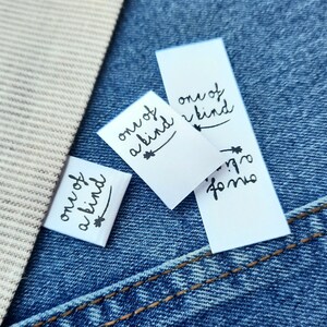 20x FABRIC TAG handmade label &quot;one of a kind&quot; knitting tag, knitting label, leather tag, tag for handmade item, tag for knitting