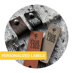Custom Tags for Knitting and Crochet, Faux Leather Labels with Logo or Text, Handmade & Washable, Personalized tags, custom-made tags