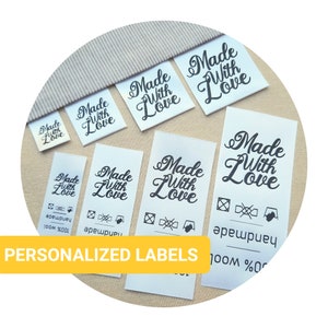 50x CUSTOM clothing TAGS, care labels, sewing labels, sew in labels, customized labels, custom labels, name labels, craft, diy, nobaa