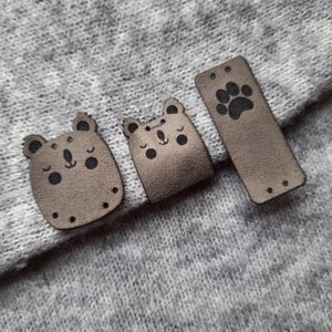 9x FAUX SUEDE handmade label Wild friends Cute knitting tag, knitting label, tag for handmade item, diy, craft, crochet label, nobaa image 4