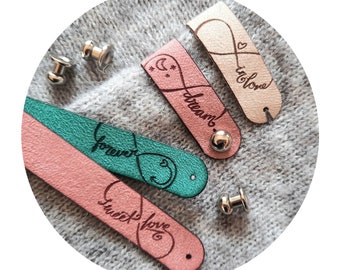 8x FAKE SUEDE handmade label, knitting tag, knitting label, leather tag, tag for handmade item, leather tag for knitting, center fold, nobaa