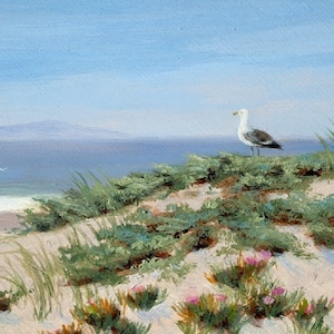 Beach greeting card , seagull, coastal, beach art, shabby chic, nautical, from a original painting by Tina Obrien.