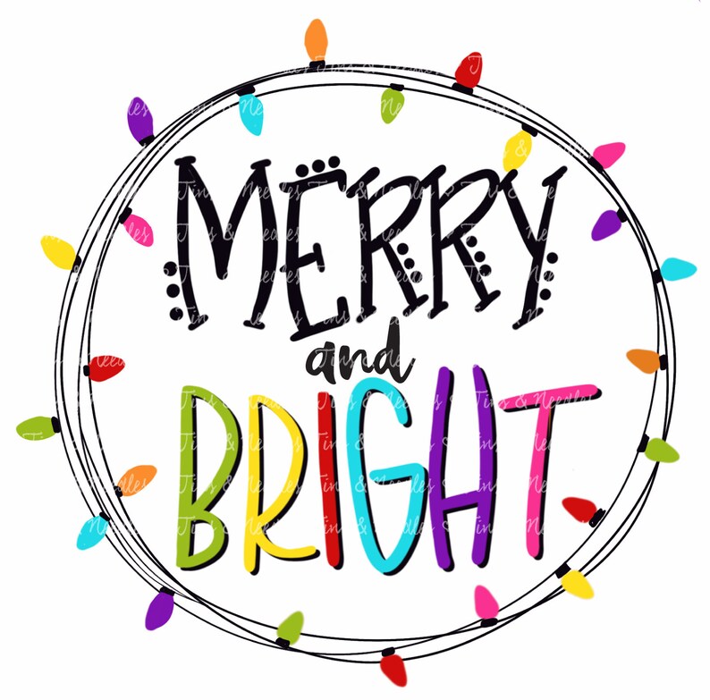 Download Merry and Bright Christmas Lights Sublimation Digital ...