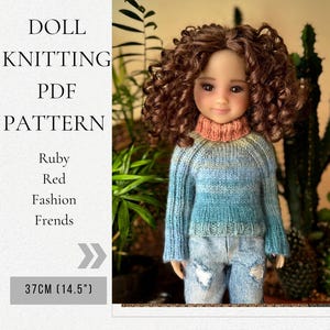 ВЯЗАНИЕ Свитер &quot;Дрифтвуд&quot; PDF-выкройка для куклы Руби Ред 14,5“ / 36 см, одежда для кукол, вязаный свитер для кукол