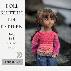 MAGLIA Pullover "Berry Mood" MODELLO PDF per bambola Ruby Red 14.5“/36 cm, vestiti per bambole, maglione pdf, vestiti per Ruby Red Fashion Friends