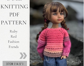 KNITTING Pullover "Berry Mood" PDF PATTERN for doll Ruby Red  14.5“/36 cm, dolls clothes, sweater pdf, clothes for Ruby Red Fashion Friends