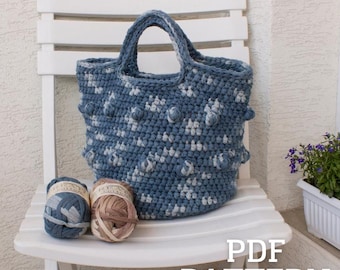 Crochet Bag Pattern from a ribbon yarn, PDF crochet Pattern, DIY crochet tote bag, crochet basket bag pattern, summer bag pattern