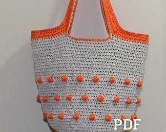 Crochet Bag Pattern from a cotton cord, PDF crochet Pattern, DIY crochet tote bag, crochet basket bag pattern, summer bag pattern