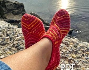 Tunisian crochet Slippers PDF Pattern, afghan crochet slippers pattern download, mitered square, afghan crochet, socks PDF, modular crochet