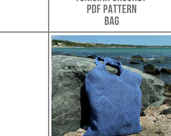 Tunisian crochet Tote Bag PDF Pattern, afghan summer bag pattern, Download Pattern, afghan crochet, mitered sguare Bag PDF, modular crochet