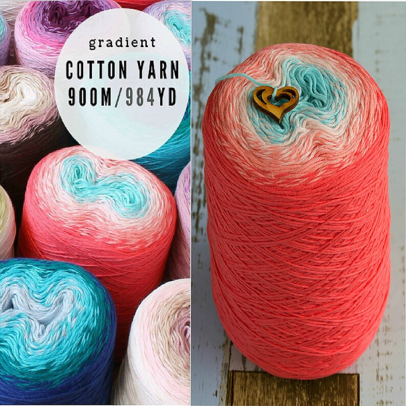 Gradient cotton yarn cake ombre yarn for shawl sport weight Etsy