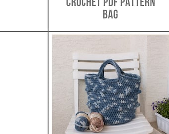 Crochet Bag Pattern from a ribbon yarn, PDF crochet Pattern, DIY crochet tote bag, crochet basket bag pattern, summer bag pattern