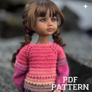 PDF PDF-PATROON BREIEN voor pop Ruby Red 14,5“/37 cm, poppentrui "Berry Mood", pdf-trui, gebreide kleding voor Ruby Red Fashion Friends