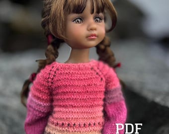 KNITTING PDF PATTERN for doll Ruby Red  14.5“/37 cm, dolls Pullover "Berry Mood", sweater pdf, knit clothes for Ruby Red Fashion Friends