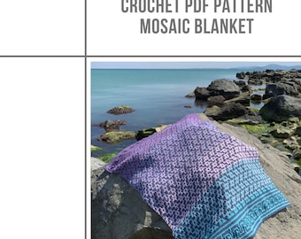 Crochet Baby Blanket PDF Pattern, inset mosaic crochet blanket pattern, PDF Download Pattern, afghan crochet PDF, tapestry crochet